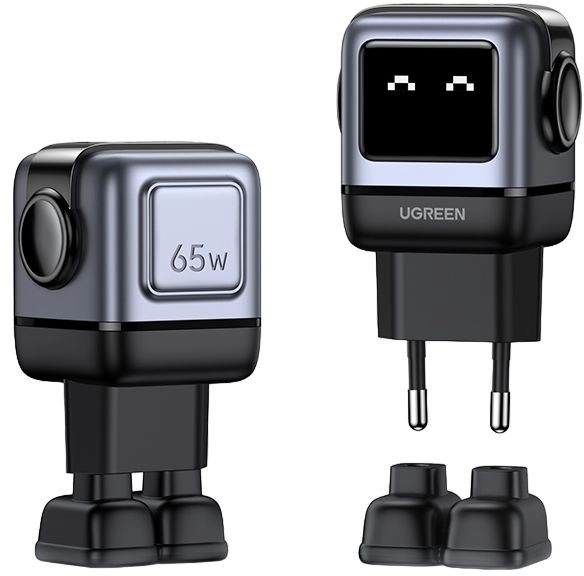 Сетевое зарядное устройство UGREEN UNO 65W USB-A+2xUSB-C Robot, серый