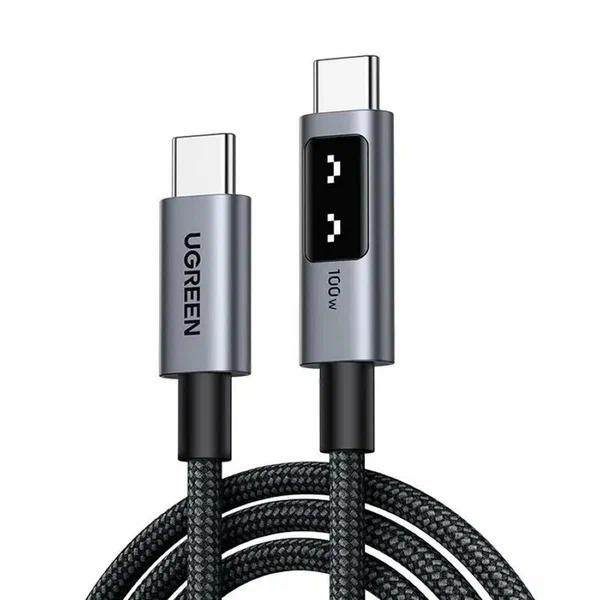 Кабель UGREEN UNO 5A Type-C to Type-C 3m, серо-черный