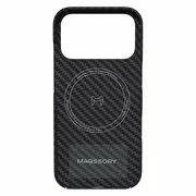 Безрамочный чехол Magssory для iPhone 17 Pro Max, кевлар, MagSafe, черный